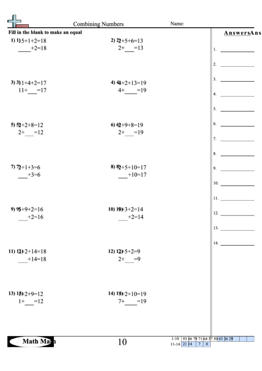 Combining Numbers Worksheet Printable pdf