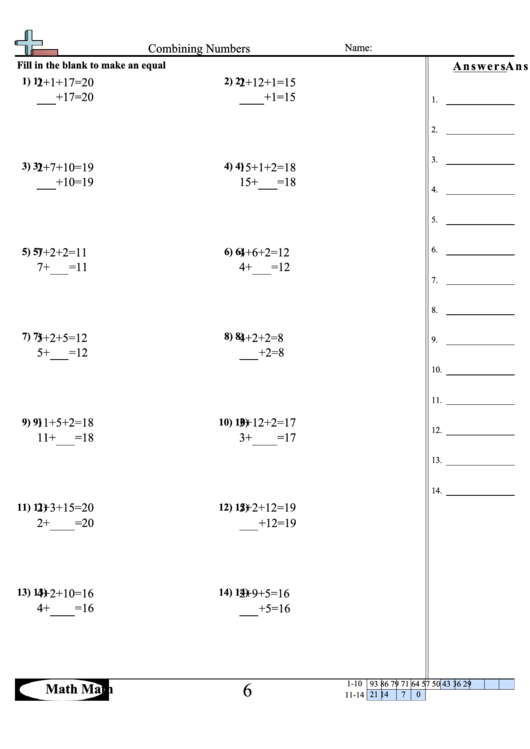 Combining Numbers Worksheet Printable pdf