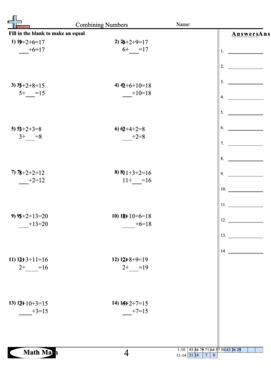 Combining Numbers Worksheet Printable pdf