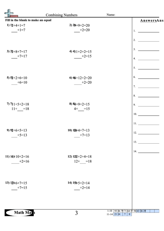 Combining Numbers Worksheet Printable pdf