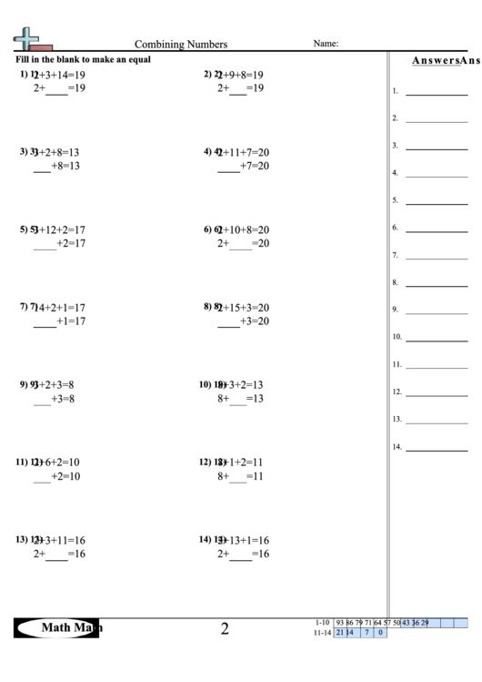 Combining Numbers Worksheet Printable pdf