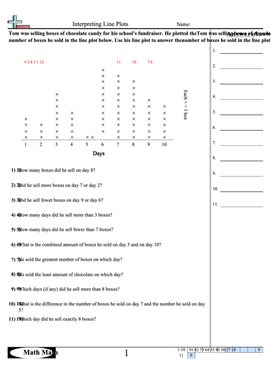 Interpreting Line Plots Math Worksheet With Answer Key Printable Pdf