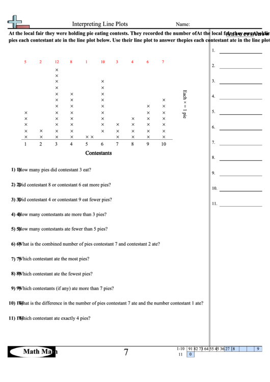 Interpreting Line Plots Math Worksheet With Answer Key Printable pdf
