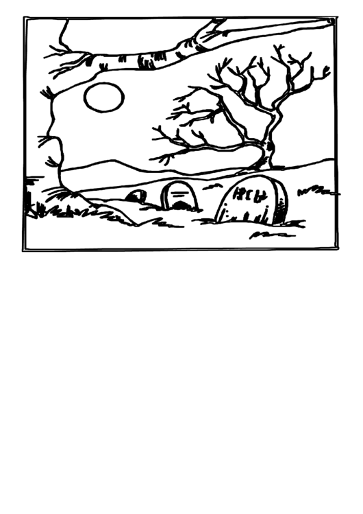 Cemetery Coloring Sheet Printable pdf