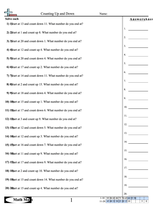 Counting Up And Down Worksheet Printable pdf