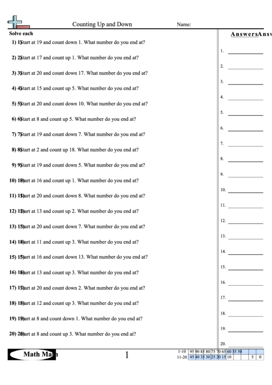 Counting Up And Down Worksheet Printable pdf