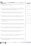 Two Step Problems Math Worksheet With Answer Key