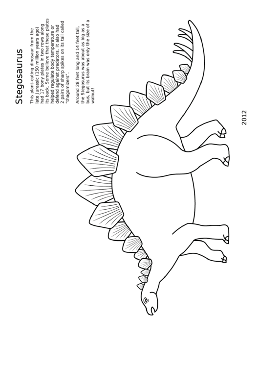 Stegosaurus Coloring Sheet Printable pdf