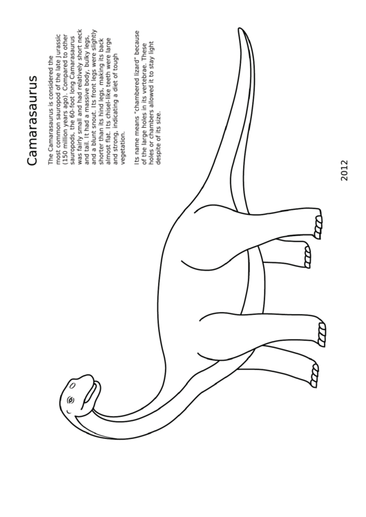 Camarasaurus Coloring Sheet Printable pdf