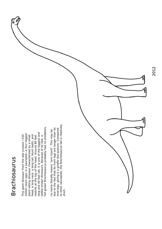 Brachiosaurus Coloring Sheet Printable pdf
