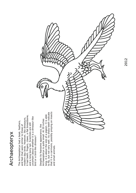 Archaeopteryx Coloring Sheet Printable pdf
