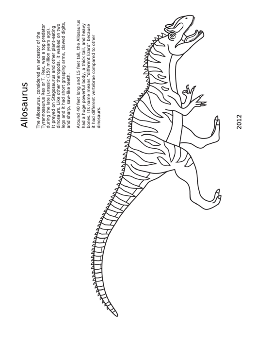 Allosaurus Coloring Sheet Printable pdf