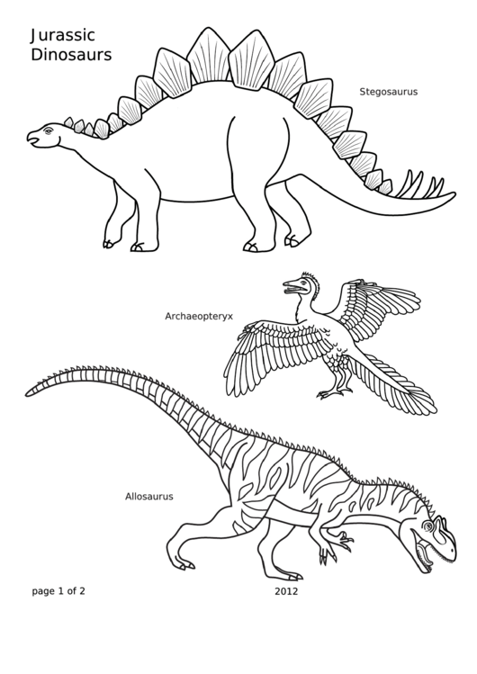 Dinosaurs Coloring Sheet Printable pdf