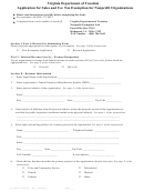 Application Form For Sales And Use Tax Exemption For Nonprofit Organizations Form (2012)