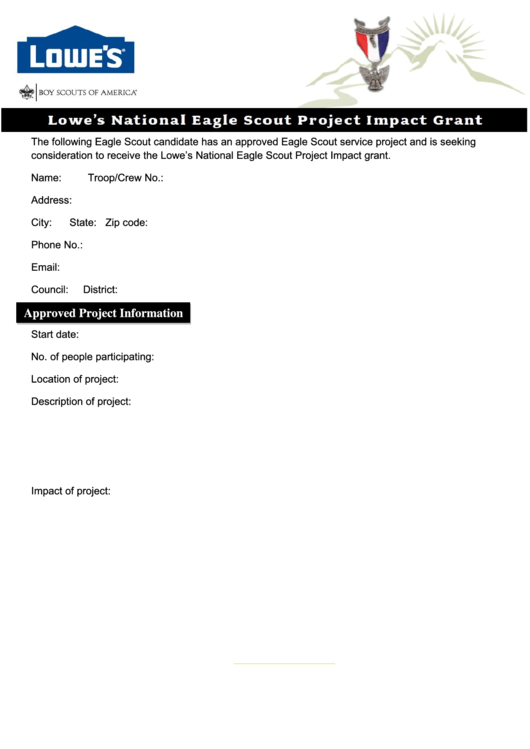 Approved Project Information Form Printable pdf