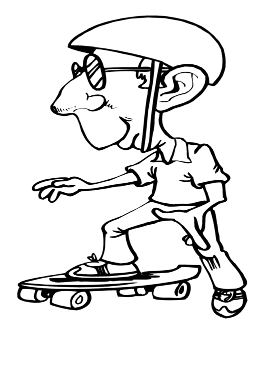 Skateboarding Man Coloring Sheet Printable pdf