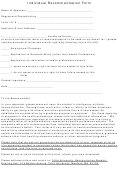 Individual Recommendation Form