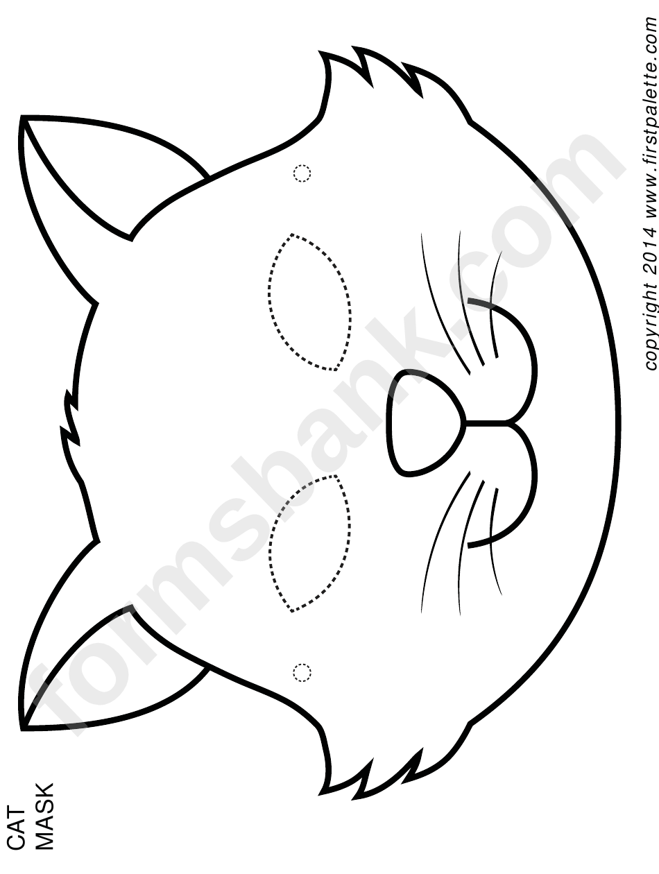 Cat Mask Coloring Template