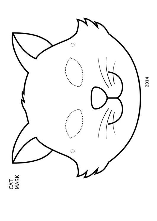 Cat Mask Coloring Template Printable pdf