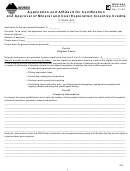 Fillable Montana Form Mine-Cert - Application And Affidavit For Certification And Approval Of Mineral And Coal Exploration Incentive Credits - 2006 Printable pdf