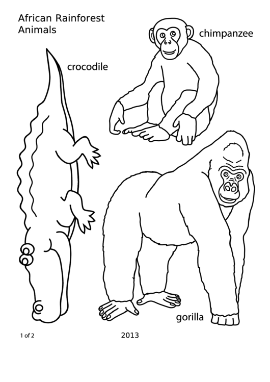 Coloring Sheet - African Rainforest Animals Printable pdf