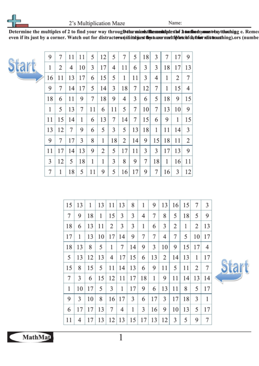 2 S Multiplication Maze Worksheet Printable Pdf Download