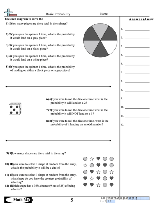 Probability Worksheet With Answers Pdf