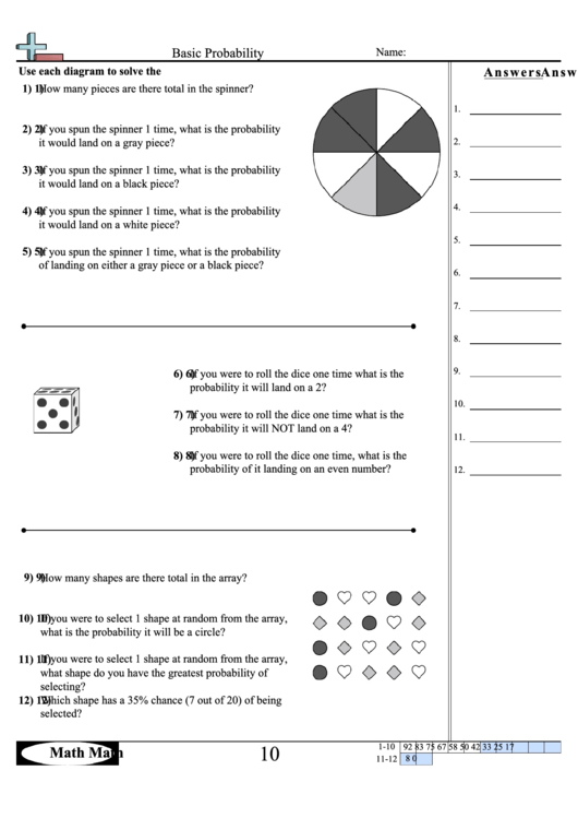 Basic Probability Worksheet With Answer Key Printable pdf