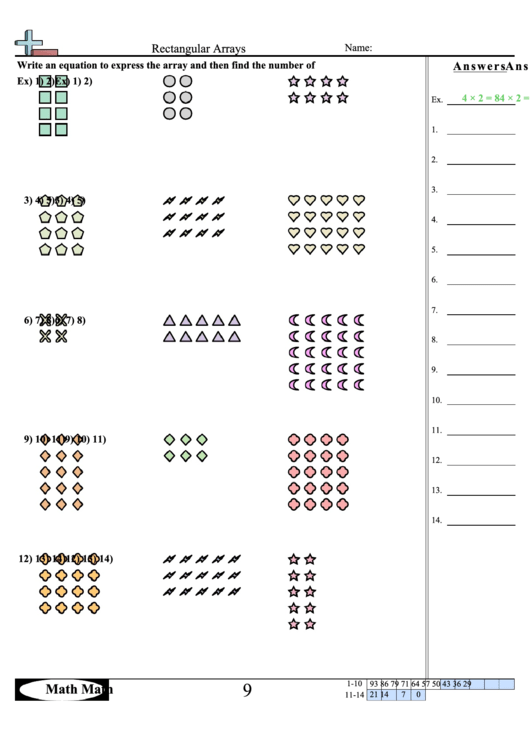 Rectangular Arrays Worksheet Printable pdf