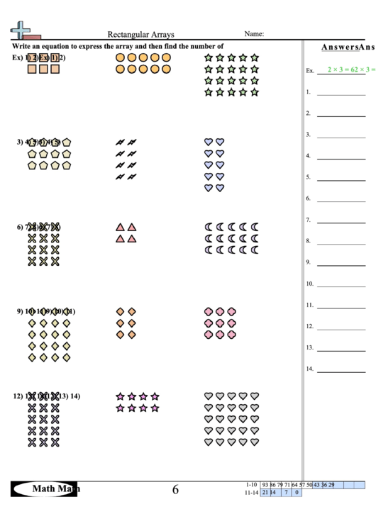 Rectangular Arrays Worksheet Printable pdf