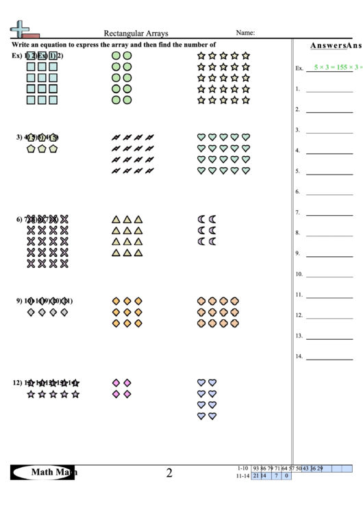 Rectangular Arrays Worksheet Printable pdf