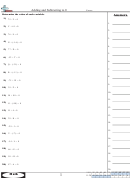 Adding And Subtracting To 0 Worksheet With Answer Key