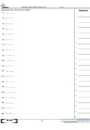 Adding And Subtracting To 0 Worksheet