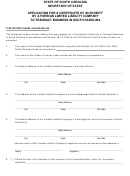 Certificate Of Authority By A Foreign Limited Liability Company To Transact Business In South Carolina Application Form - South Carolina Secretary Of State
