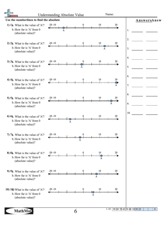 Understanding Absolute Value Worksheet With Answer Key printable pdf ...