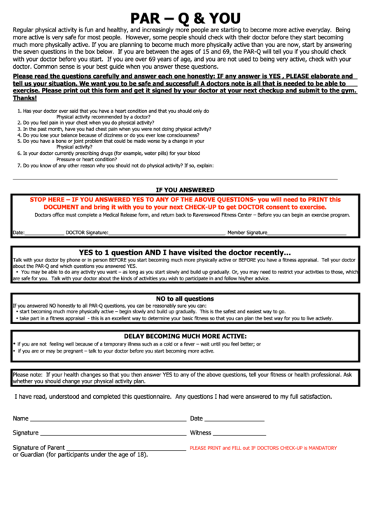 Par - Q & You Parent Questionnaire Template Printable pdf