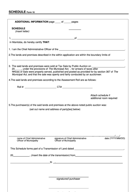 Form 16 - Schedule Printable pdf