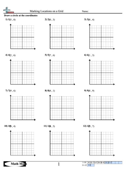 Marking Locations On A Grid Worksheets Printable pdf