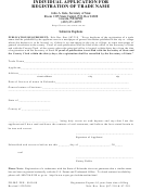 Individual Application For Registration Of Trade Name Form - Nebraska Secretary Of State