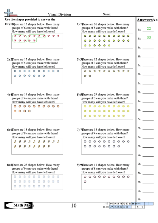 Visual Division Worksheet With Answer Key Printable pdf