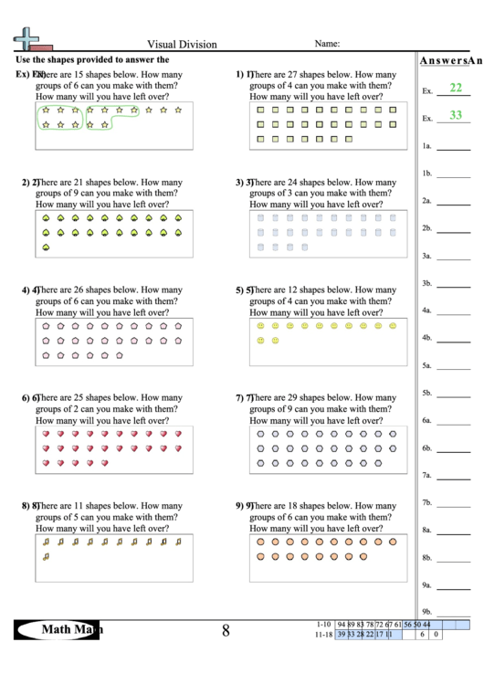 Visual Division Worksheet With Answer Key Printable pdf