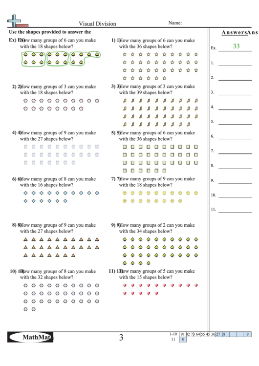 Visual Division Math Worksheet With Answer Key Printable pdf