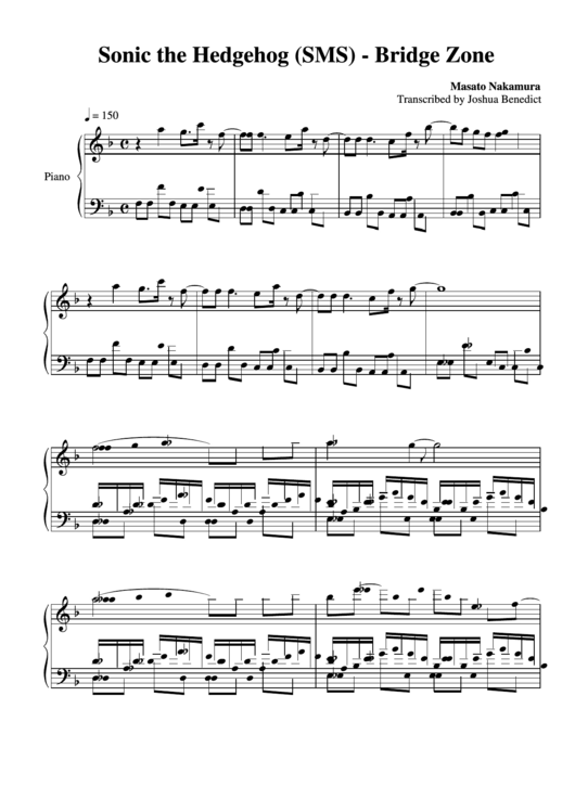 Sonic The Hedgehog (Sms) - Bridge Zone Music Sheet Printable pdf