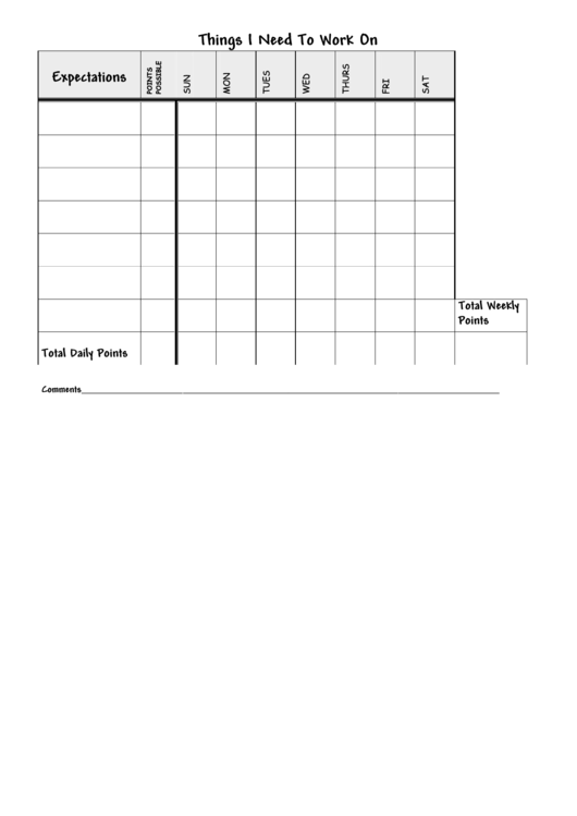 Behavior Chart Older Points Printable pdf