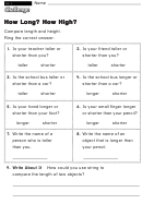 How Long How High - Challenge Math Worksheet With Answer Key