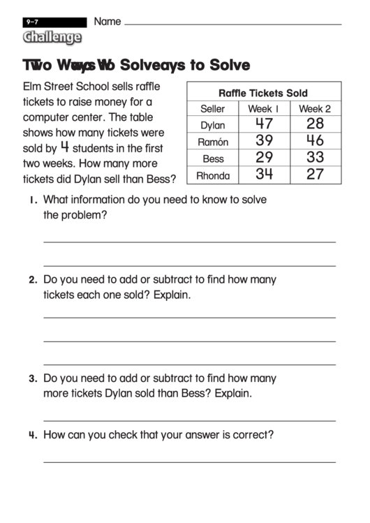 Two Ways To Solve - Challenge Math Worksheet With Answer Key Printable pdf