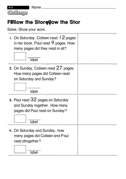 Follow The Story - Challenge Math Worksheet With Answer Key Printable pdf