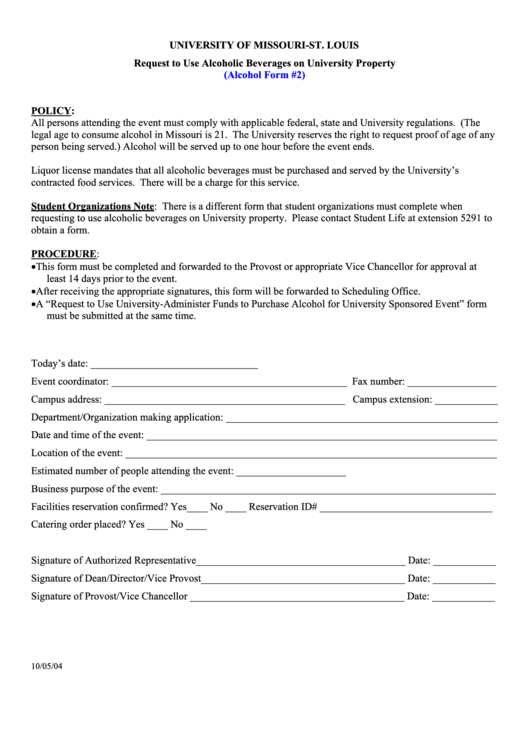 Alcohol Waiver Form Template