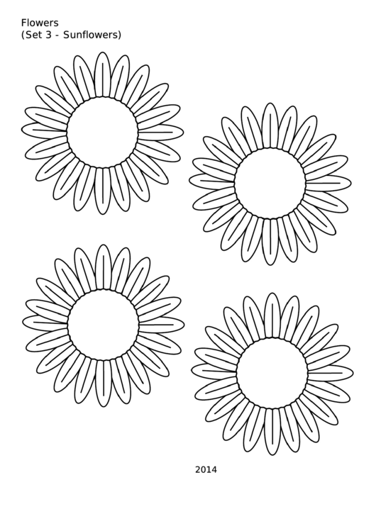Flowers (Set 3 - Sunflowers) Template Printable pdf