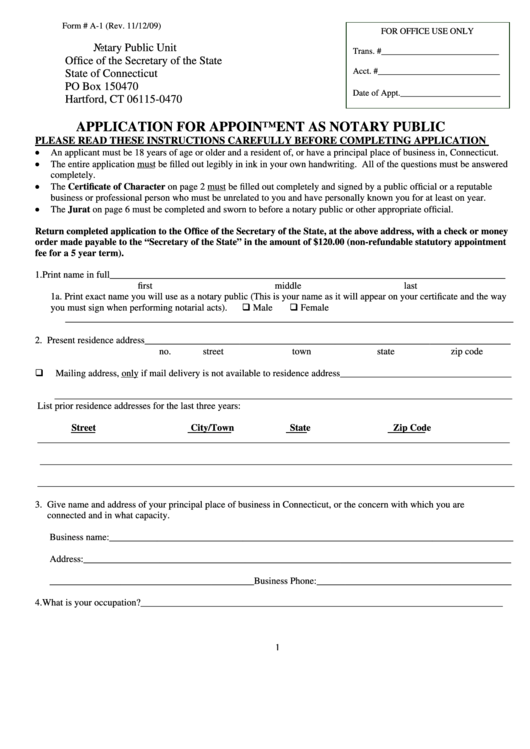 Application For Appointment As Notary Public Printable pdf